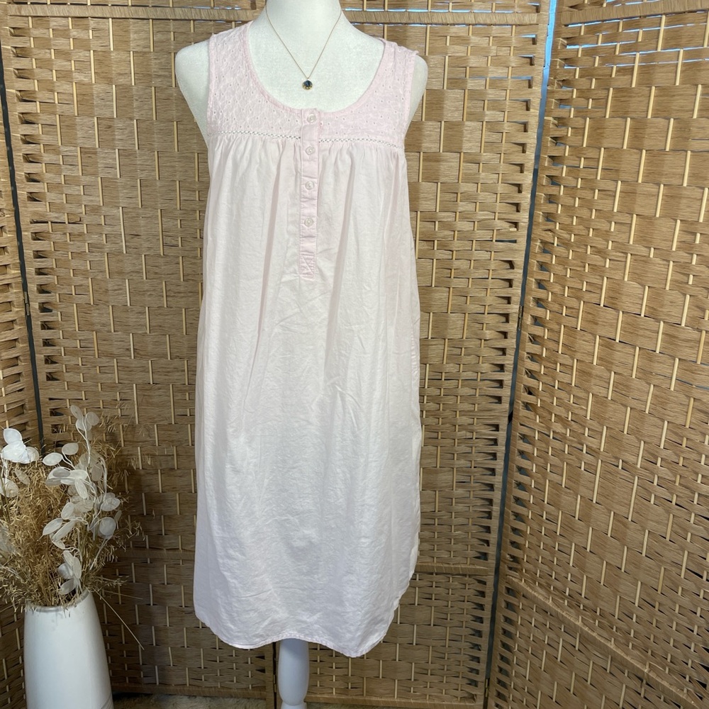 Women's Pink Sleeveless Nightgown - Soft Cotton Sleep Dress